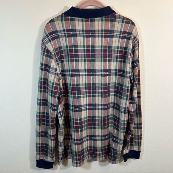 ✨ J. Crew Men’s Plaid Long Sleeve Polo Shirt Double Knit Jacquard Large Sweater - Picture 9 of 11